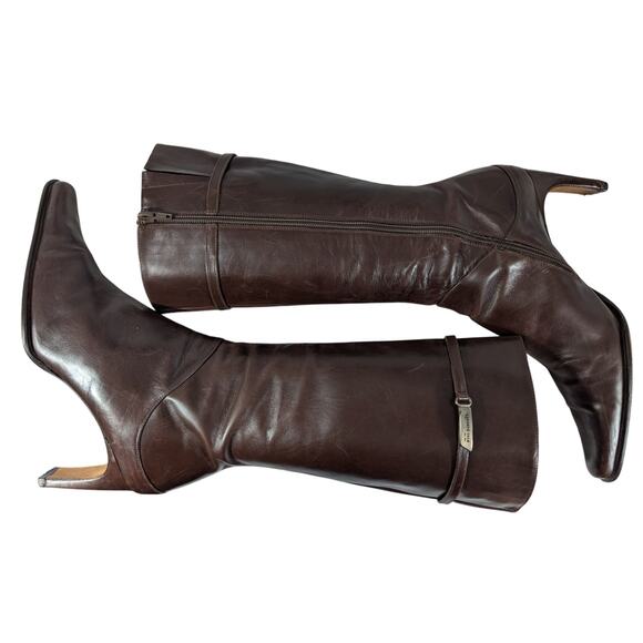 KENNETH COLE! ESPRESSO BROWN GENUINE LEATHER NIPPED POINTY TOE BOOTS! SZ 9M - Picture 8 of 13